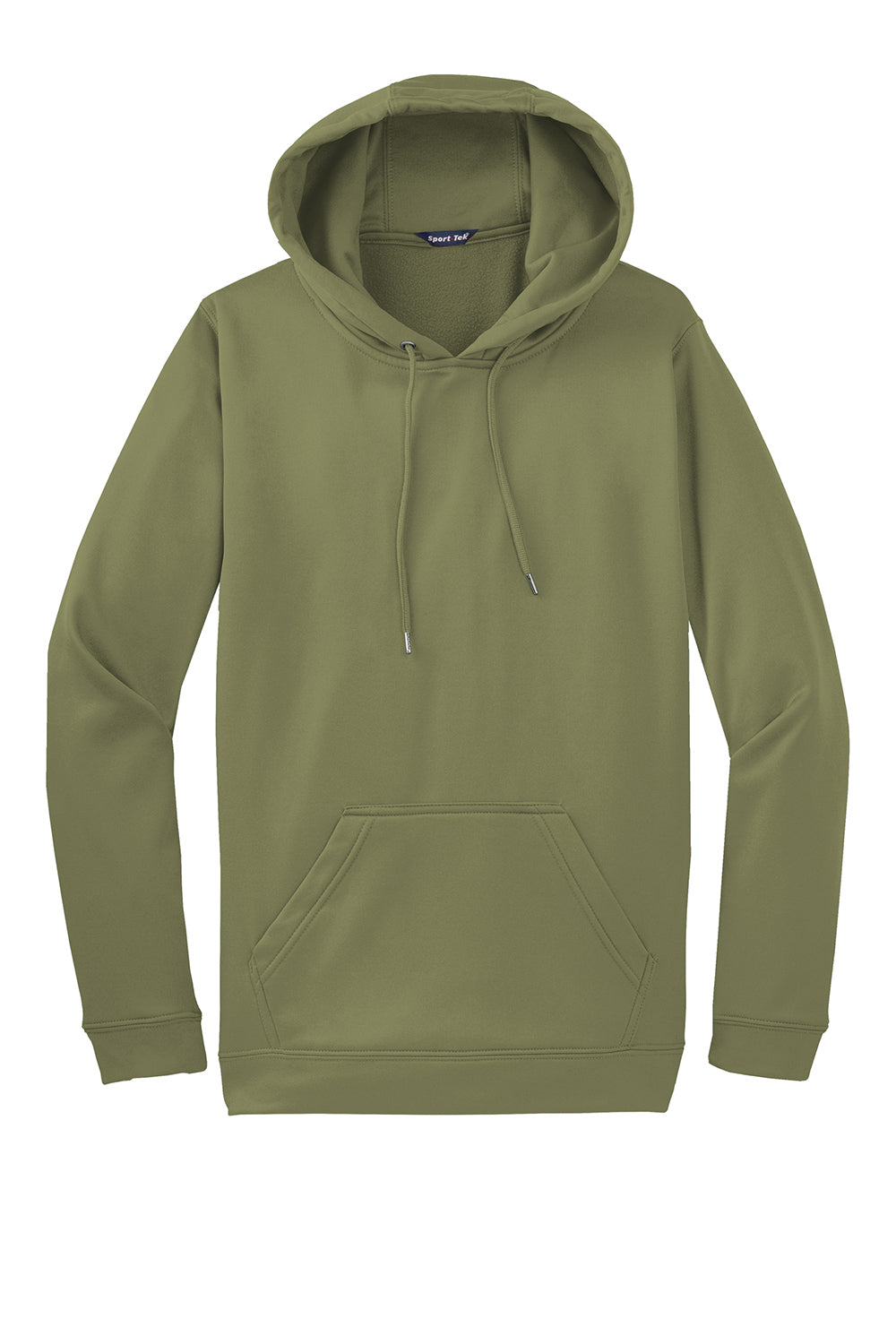 Sport-Tek F244 Mens Sport-Wick Moisture Wicking Fleece Hooded Sweatshirt Hoodie Olive Drab Green Flat Front