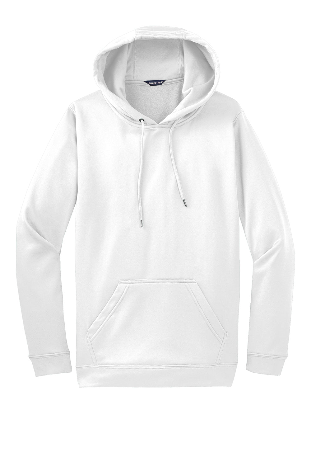 Sport-Tek F244 Mens Sport-Wick Moisture Wicking Fleece Hooded Sweatshirt Hoodie White Flat Front