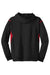 Sport-Tek F246 Mens Tech Moisture Wicking Fleece Hooded Sweatshirt Hoodie Black/True Red Flat Back