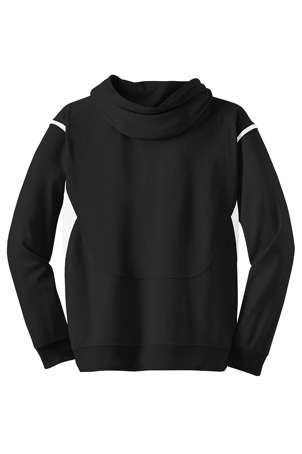 Sport-Tek F246 Mens Tech Moisture Wicking Fleece Hooded Sweatshirt Hoodie Black/White Flat Back