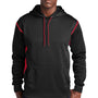 Sport-Tek Mens Tech Moisture Wicking Fleece Hooded Sweatshirt Hoodie - Black/True Red