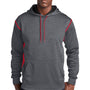 Sport-Tek Mens Tech Moisture Wicking Fleece Hooded Sweatshirt Hoodie - Heather Graphite Grey/True Red