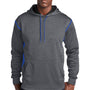 Sport-Tek Mens Tech Moisture Wicking Fleece Hooded Sweatshirt Hoodie - Heather Graphite Grey/True Royal Blue