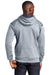 Sport-Tek F246 Mens Tech Moisture Wicking Fleece Hooded Sweatshirt Hoodie Heather Grey/True Navy Blue Model Back