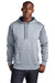 Sport-Tek F246 Mens Tech Moisture Wicking Fleece Hooded Sweatshirt Hoodie Heather Grey/True Navy Blue Model Front