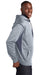 Sport-Tek F246 Mens Tech Moisture Wicking Fleece Hooded Sweatshirt Hoodie Heather Grey/True Navy Blue Model Side