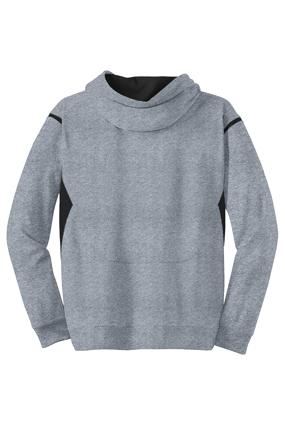 Sport-Tek F246 Mens Tech Moisture Wicking Fleece Hooded Sweatshirt Hoodie Heather Grey/Black Flat Back