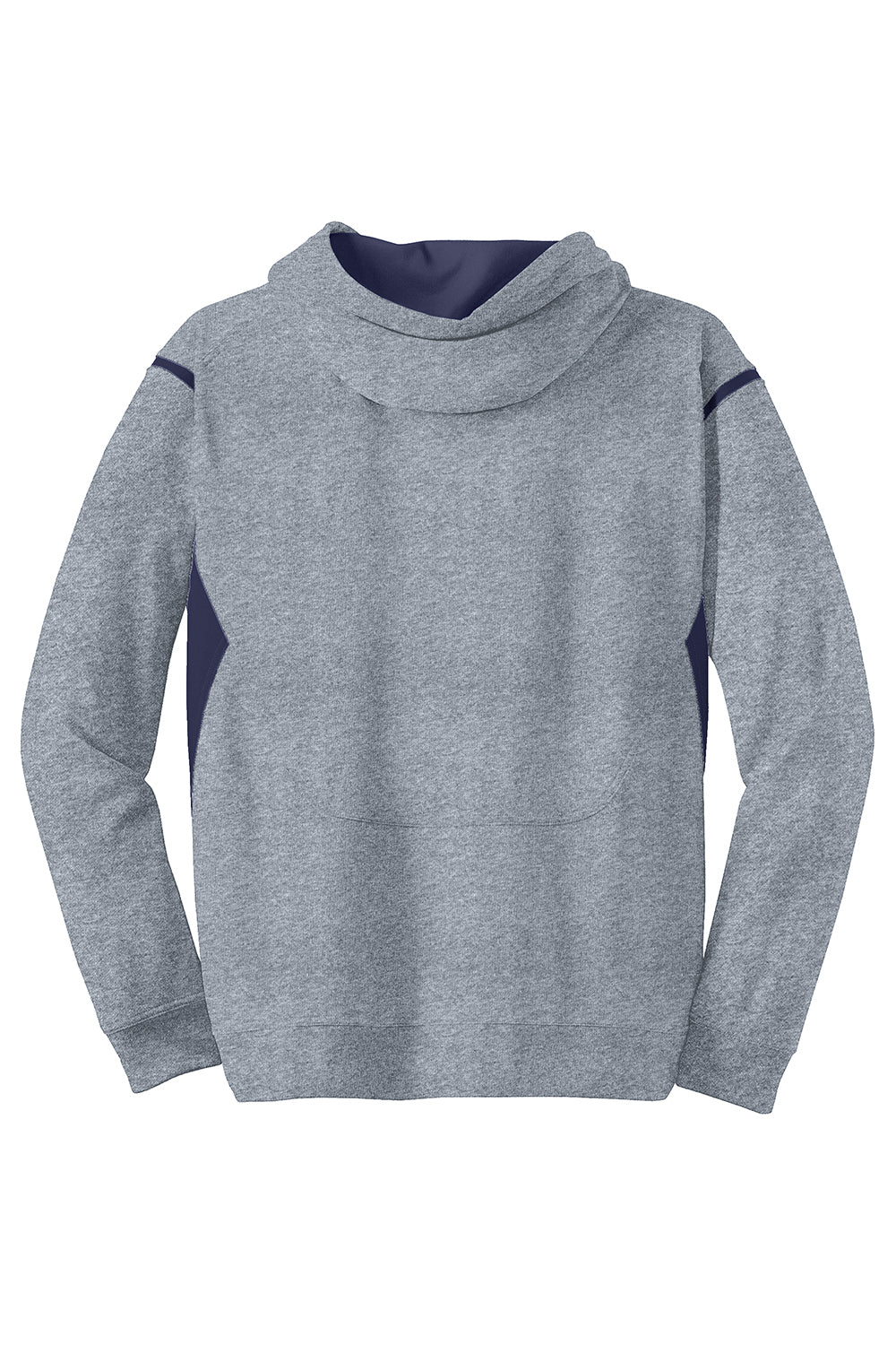 Sport-Tek F246 Mens Tech Moisture Wicking Fleece Hooded Sweatshirt Hoodie Heather Grey/True Navy Blue Flat Back