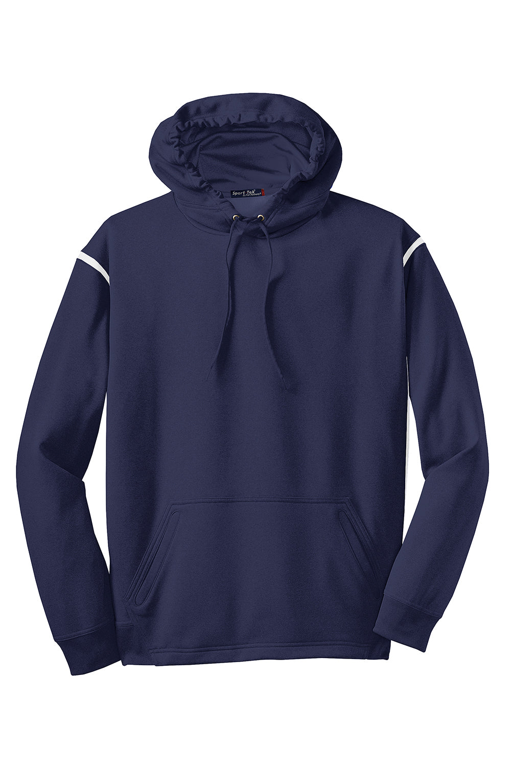 Sport-Tek F246 Mens Tech Moisture Wicking Fleece Hooded Sweatshirt Hoodie True Navy Blue/White Flat Front