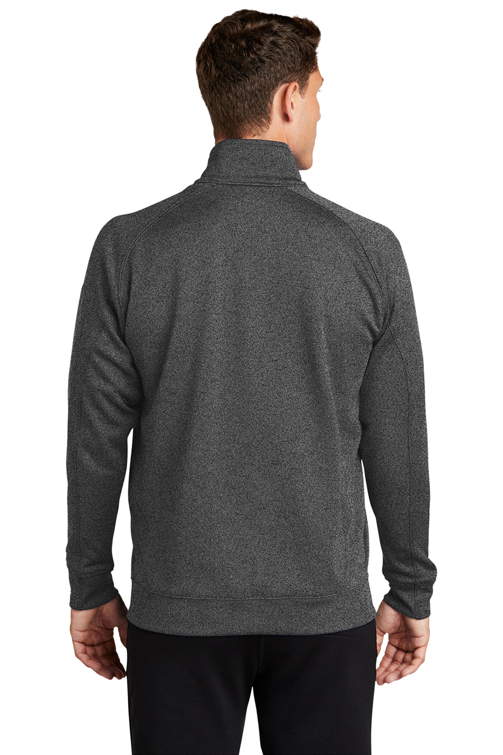 Sport-Tek F247 Mens Tech Moisture Wicking Fleece 1/4 Zip Sweatshirt Heather Graphite Grey Model Back