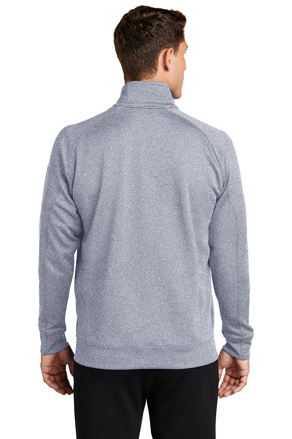 Sport-Tek F247 Mens Tech Moisture Wicking Fleece 1/4 Zip Sweatshirt Heather Grey Model Back