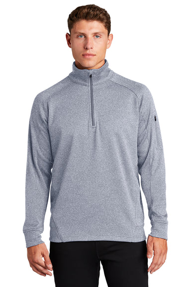 Sport-Tek F247 Mens Tech Moisture Wicking Fleece 1/4 Zip Sweatshirt Heather Grey Model Front