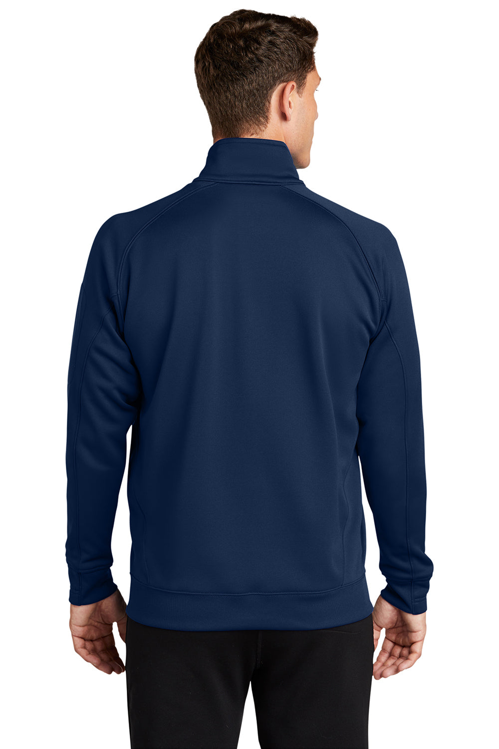 Sport-Tek F247 Mens Tech Moisture Wicking Fleece 1/4 Zip Sweatshirt True Navy Blue Model Back