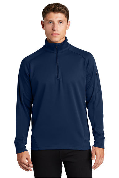 Sport-Tek F247 Mens Tech Moisture Wicking Fleece 1/4 Zip Sweatshirt True Navy Blue Model Front