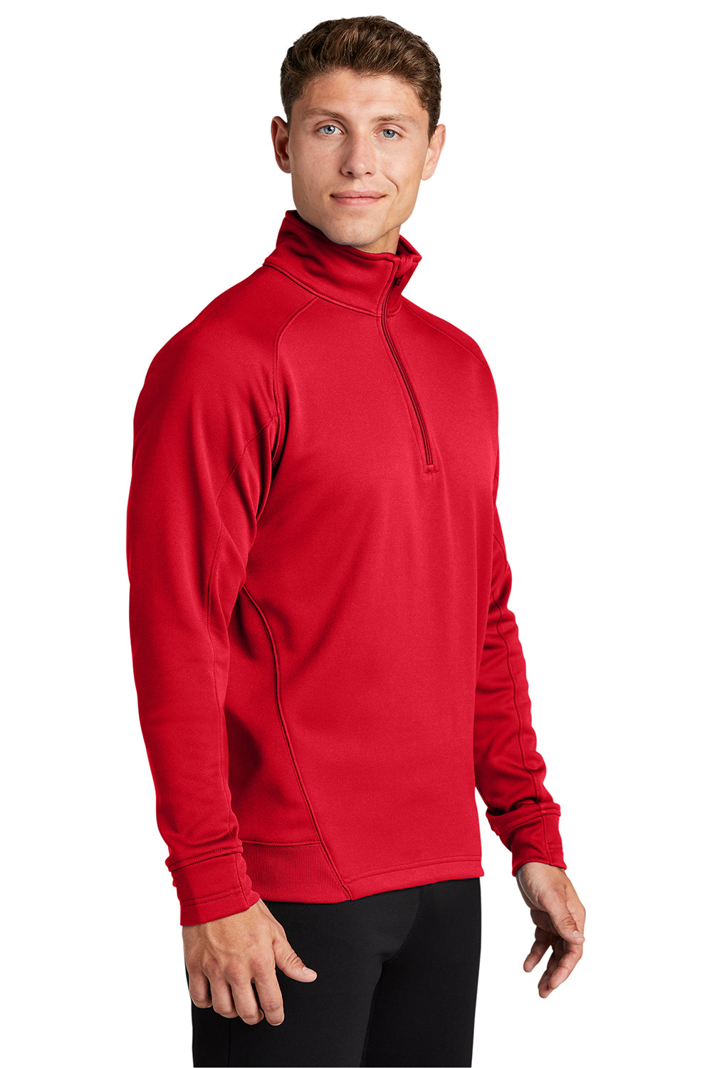 Sport-Tek F247 Mens Tech Moisture Wicking Fleece 1/4 Zip Sweatshirt True Red Model 3q