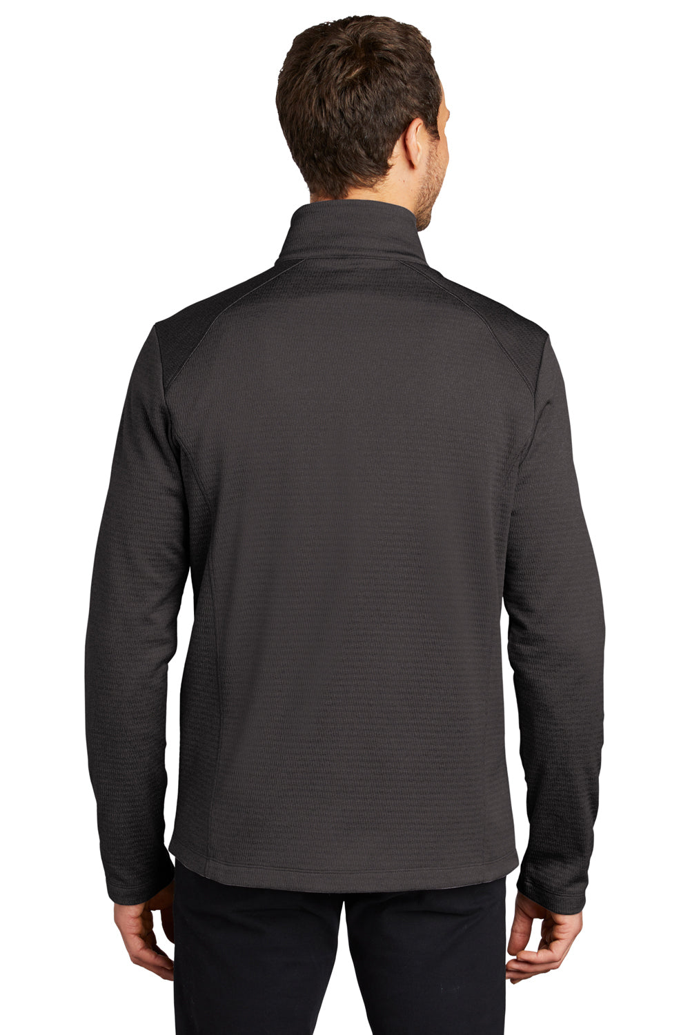 Port Authority F248 Mens Diamond Fleece 1/4 Zip Sweatshirt Heather Dark Charcoal Grey Model Back