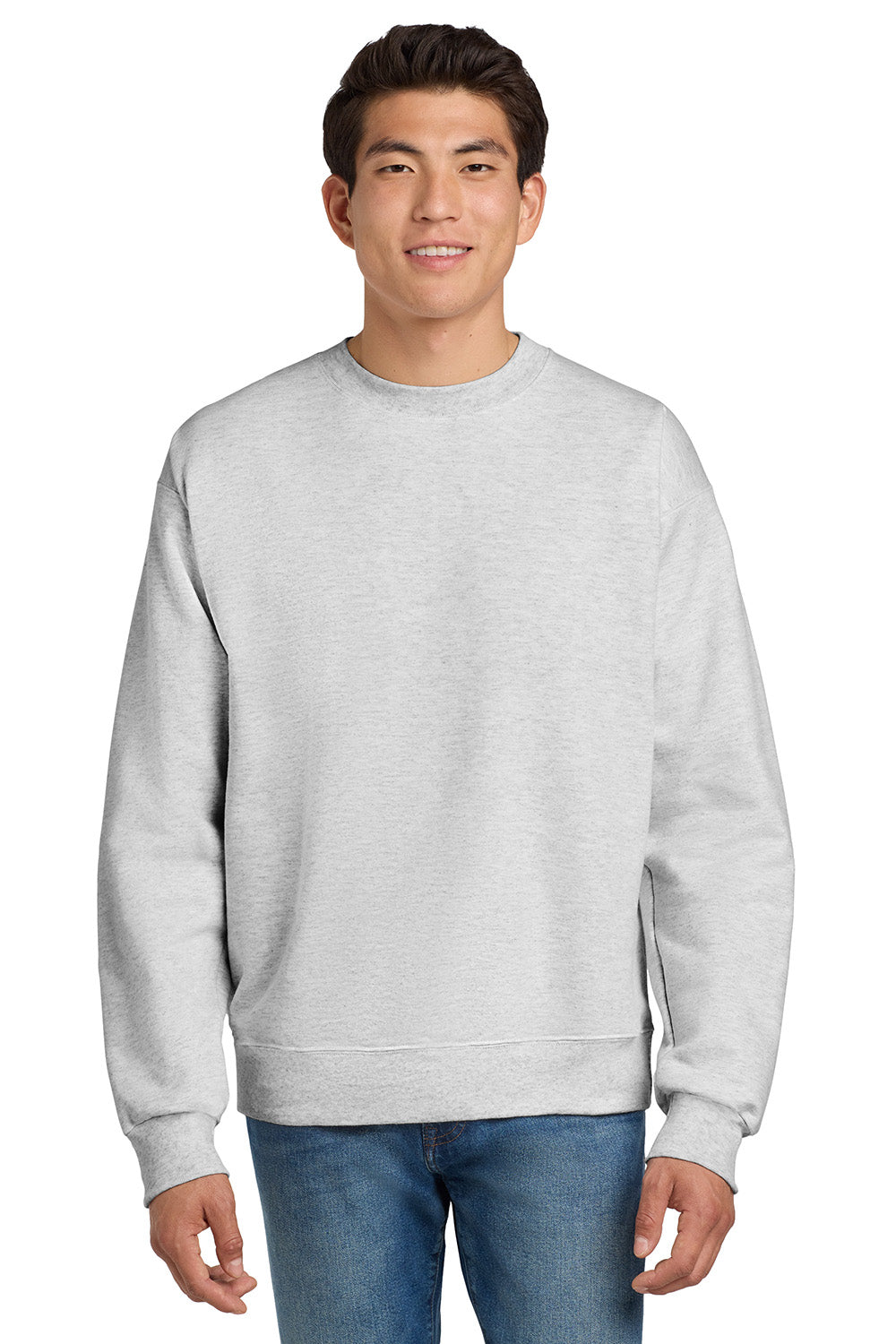 Hanes F260 Mens Ultimate Cotton PrintPro XP Pill Resistant Crewneck Sweatshirt Ash Grey Model Front