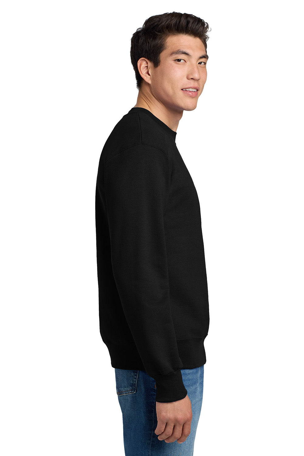 Hanes F260 Mens Ultimate Cotton PrintPro XP Pill Resistant Crewneck Sweatshirt Black Model Side