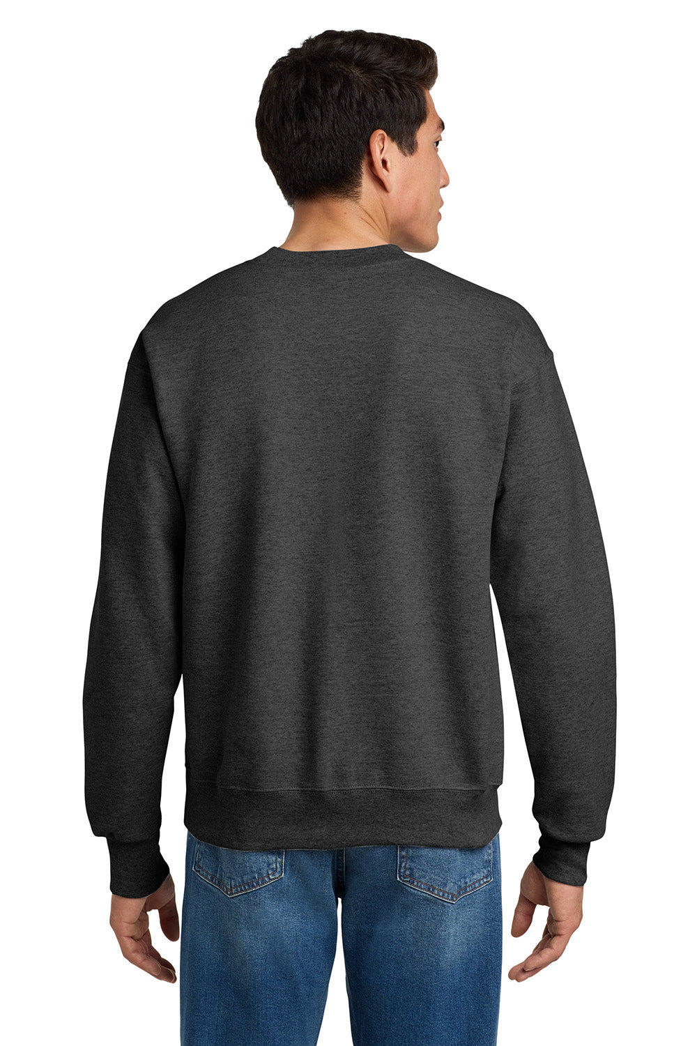 Hanes F260 Mens Ultimate Cotton PrintPro XP Pill Resistant Crewneck Sweatshirt Heather Charcoal Grey Model Back