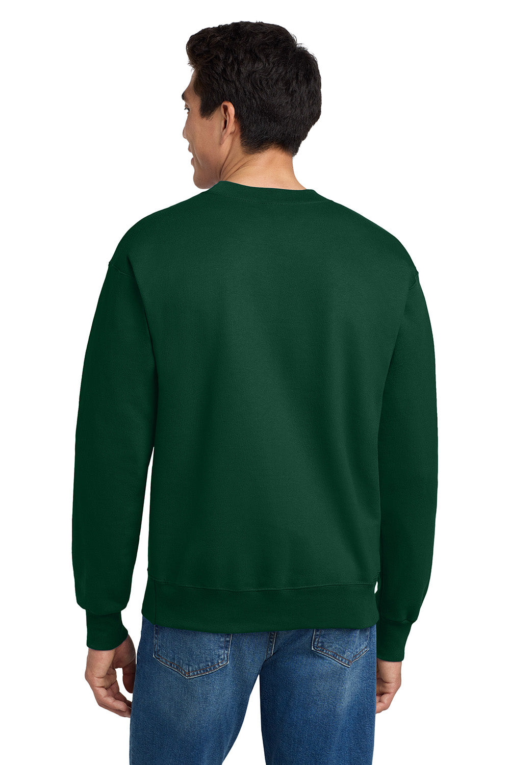 Hanes F260 Mens Ultimate Cotton PrintPro XP Pill Resistant Crewneck Sweatshirt Deep Forest Green Model Back