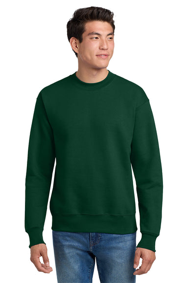 Hanes F260 Mens Ultimate Cotton PrintPro XP Pill Resistant Crewneck Sweatshirt Deep Forest Green Model Front