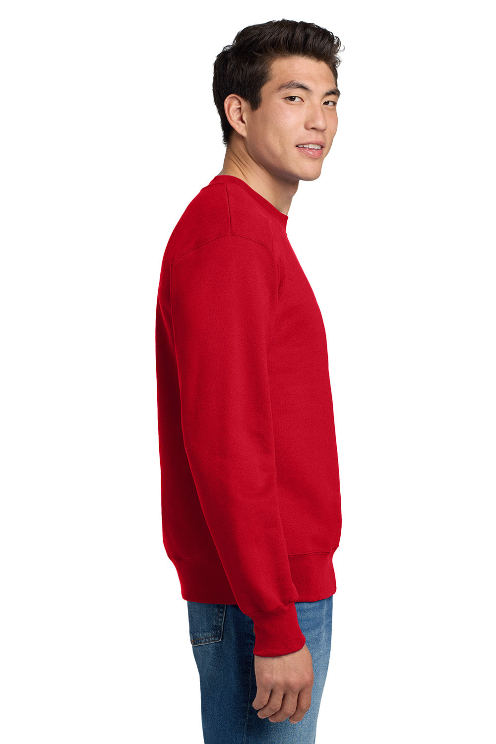 Hanes F260 Mens Ultimate Cotton PrintPro XP Pill Resistant Crewneck Sweatshirt Deep Red Model Side