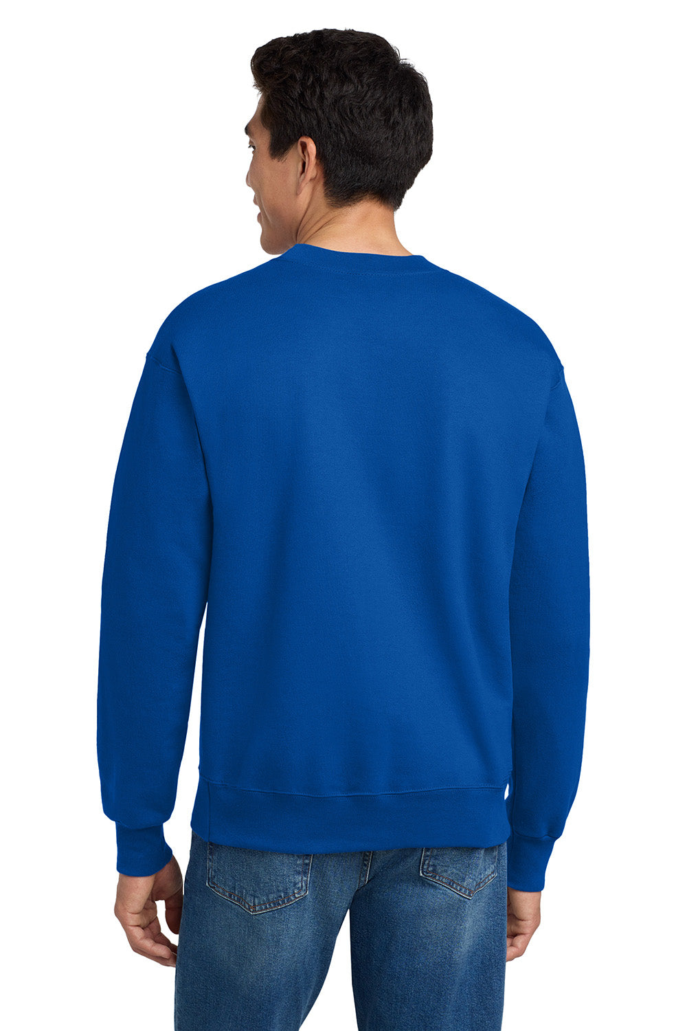 Hanes F260 Mens Ultimate Cotton PrintPro XP Pill Resistant Crewneck Sweatshirt Deep Royal Blue Model Back