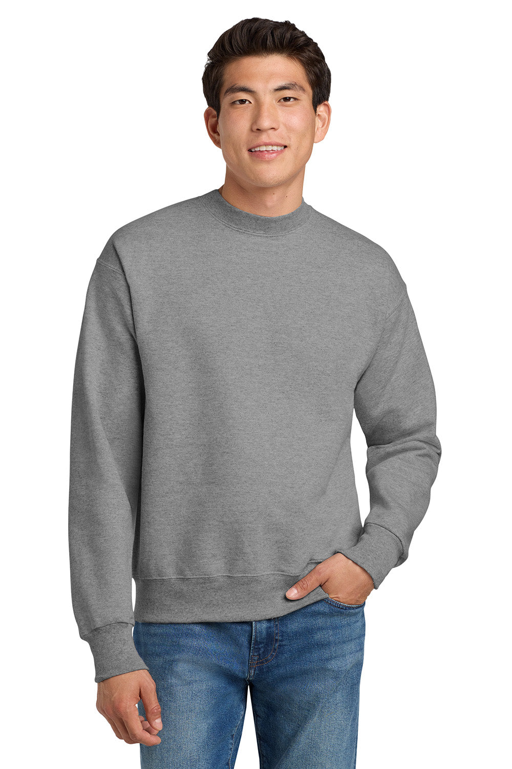 Hanes F260 Mens Ultimate Cotton PrintPro XP Pill Resistant Crewneck Sweatshirt Light Steel Grey Model Front