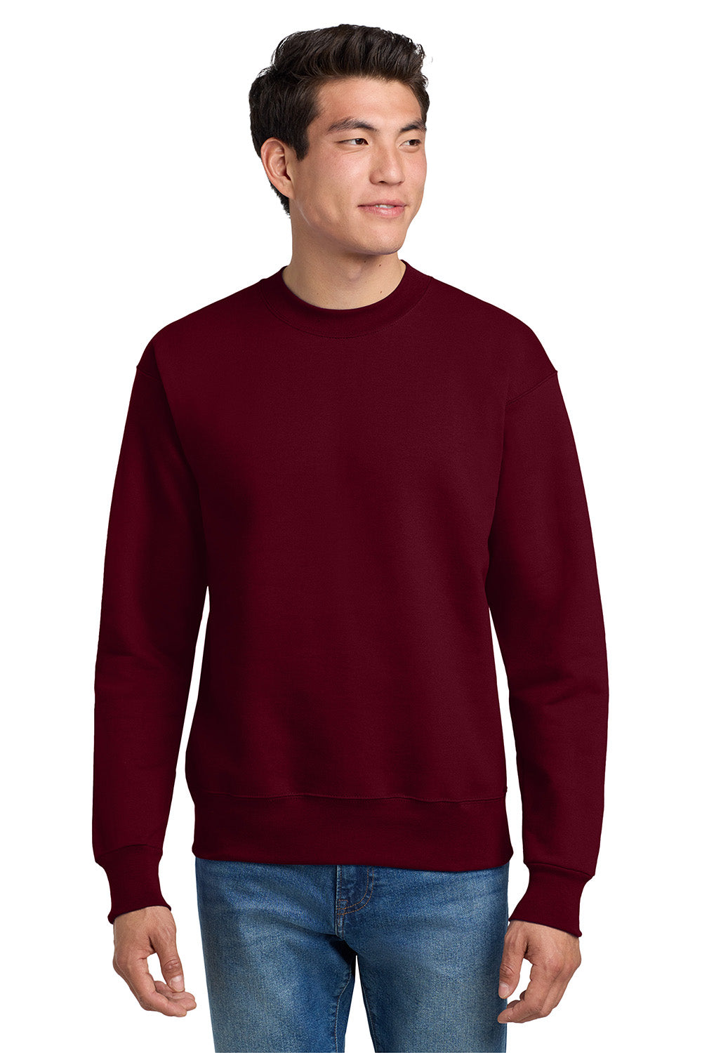 Hanes F260 Mens Ultimate Cotton PrintPro XP Pill Resistant Crewneck Sweatshirt Maroon Model Front