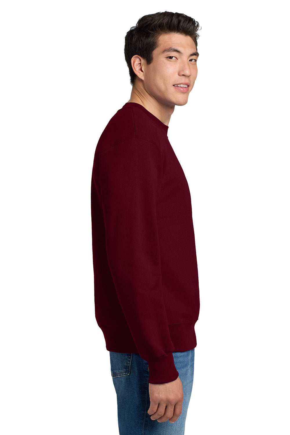 Hanes F260 Mens Ultimate Cotton PrintPro XP Pill Resistant Crewneck Sweatshirt Maroon Model Side