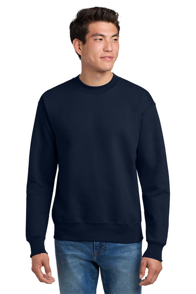 Hanes F260 Mens Ultimate Cotton PrintPro XP Pill Resistant Crewneck Sweatshirt Navy Blue Model Front