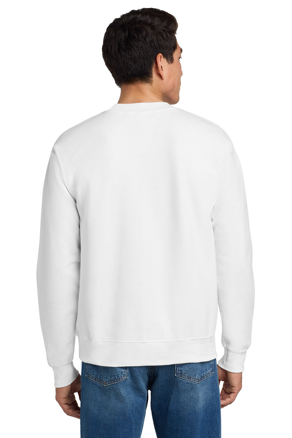 Hanes F260 Mens Ultimate Cotton PrintPro XP Pill Resistant Crewneck Sweatshirt White Model Back