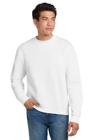 Hanes F260 Mens Ultimate Cotton PrintPro XP Pill Resistant Crewneck Sweatshirt White Model Front