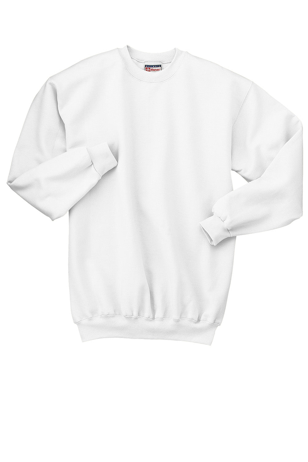 Hanes F260 Mens Ultimate Cotton PrintPro XP Pill Resistant Crewneck Sweatshirt White Flat Front