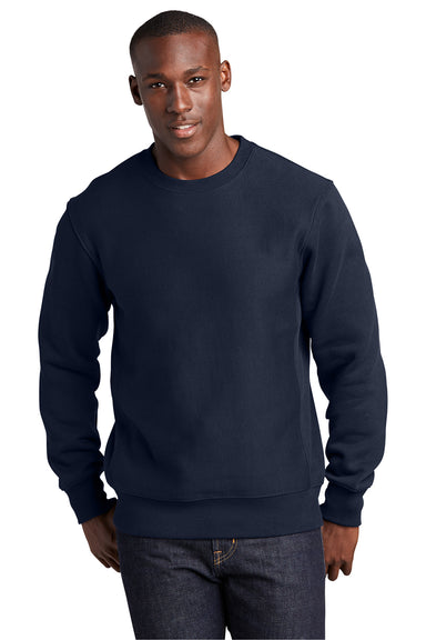 Sport-Tek F280 Mens Fleece Crewneck Sweatshirt True Navy Blue Model Front