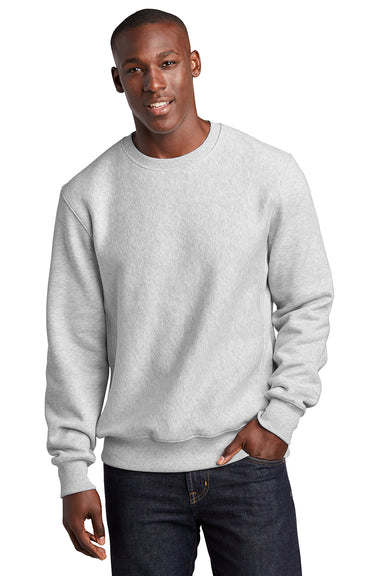 Sport-Tek F280 Mens Fleece Crewneck Sweatshirt Heather Grey Model Front