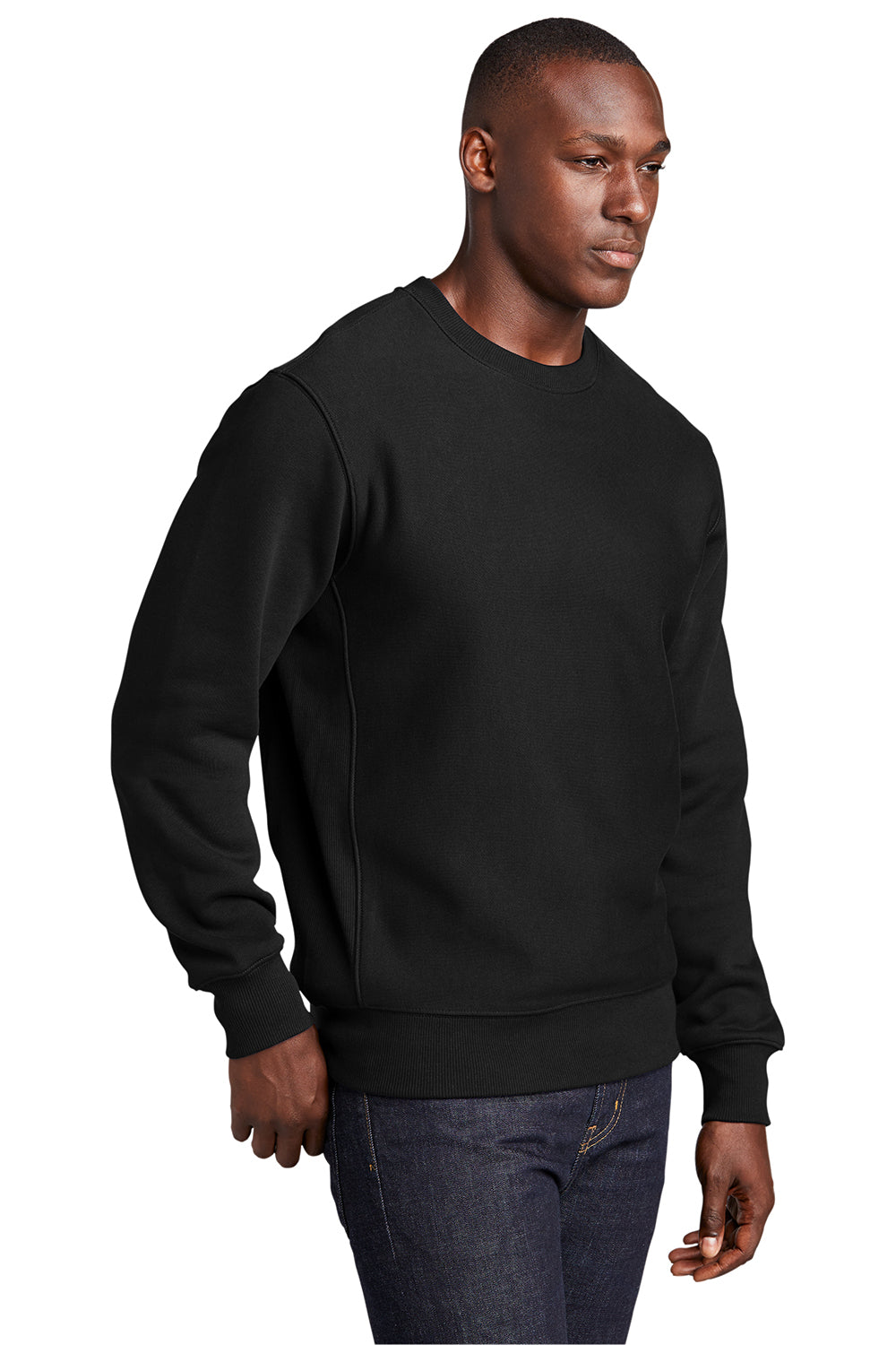 Sport-Tek F280 Mens Fleece Crewneck Sweatshirt Black Model 3q