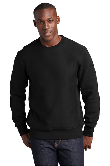 Sport-Tek F280 Mens Fleece Crewneck Sweatshirt Black Model Front