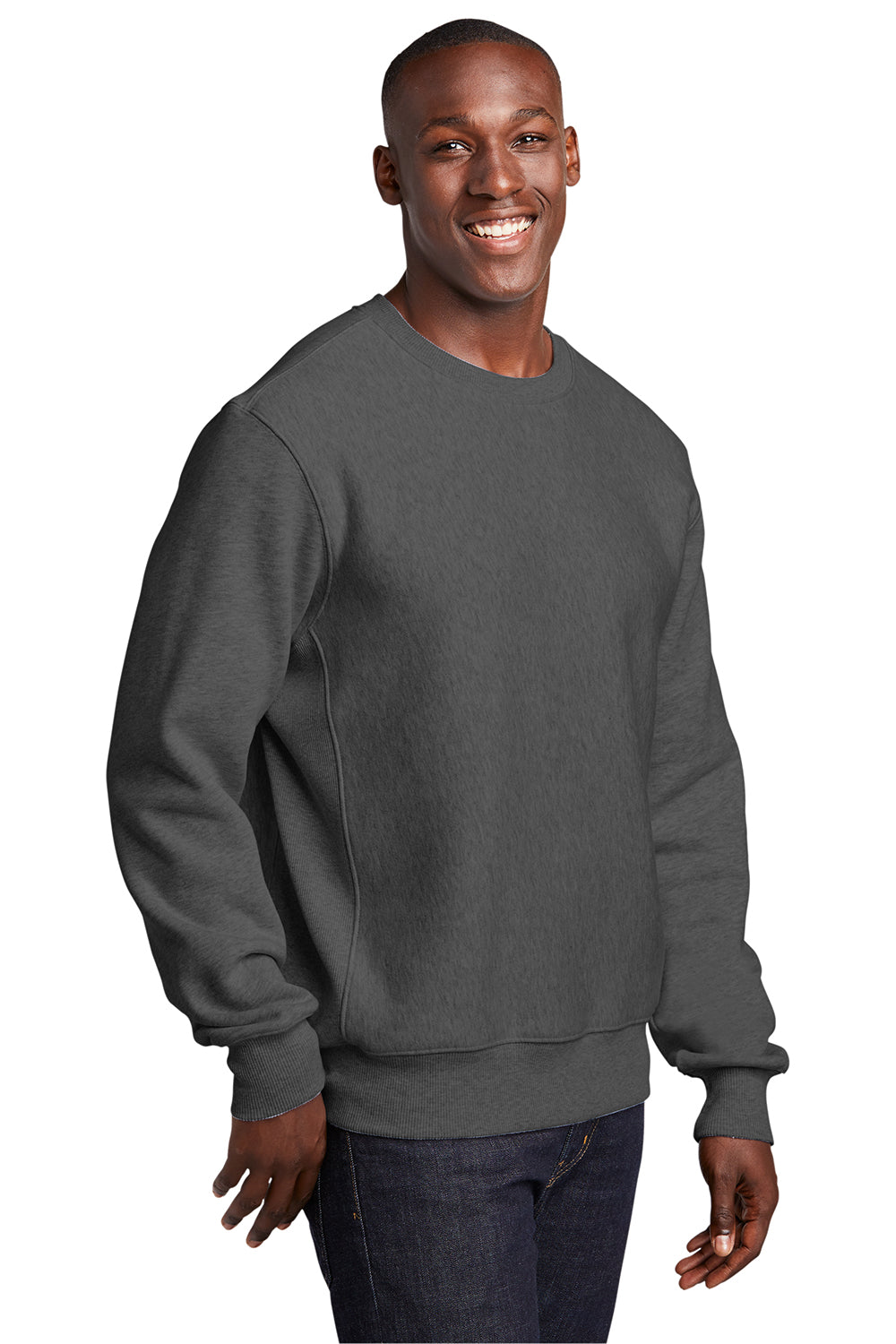 Sport-Tek F280 Mens Fleece Crewneck Sweatshirt Heather Graphite Grey Model 3q