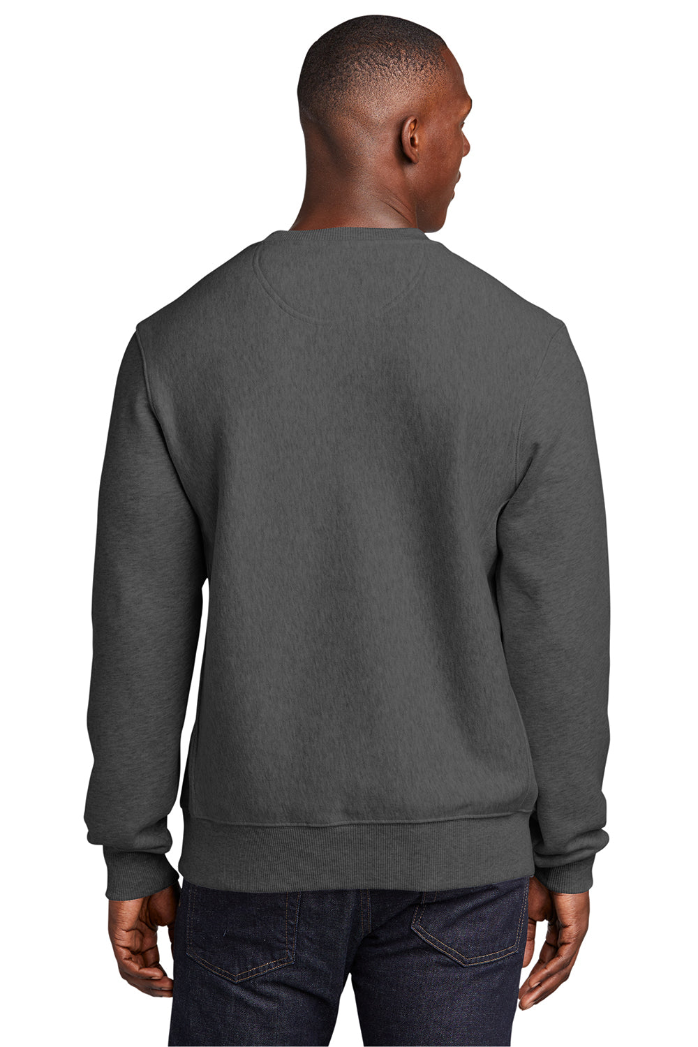 Sport-Tek F280 Mens Fleece Crewneck Sweatshirt Heather Graphite Grey Model Back