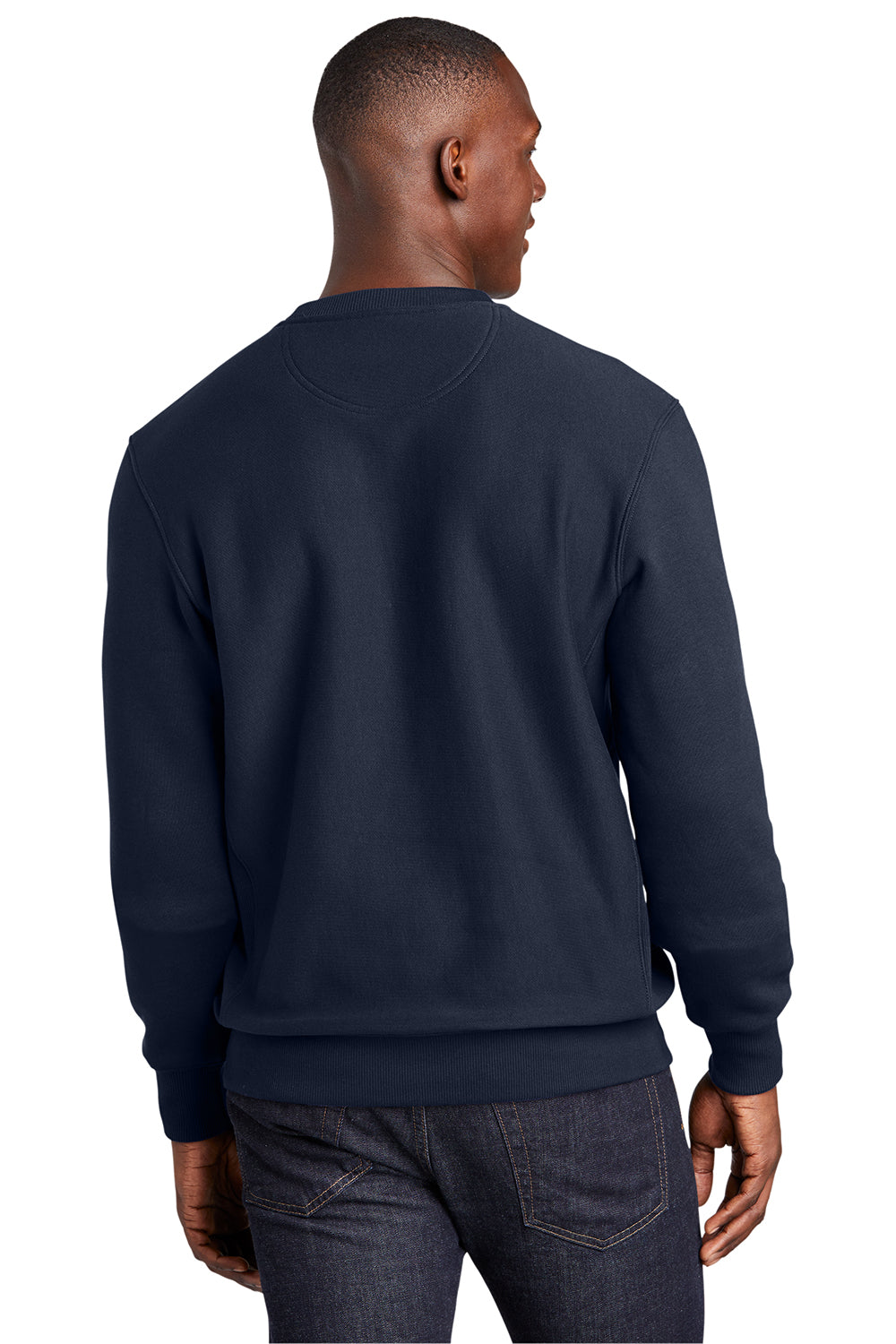 Sport-Tek F280 Mens Fleece Crewneck Sweatshirt True Navy Blue Model Back