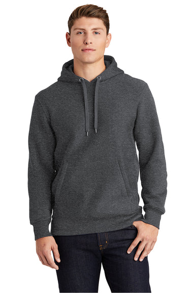 Sport-Tek F281 Mens Fleece Hooded Sweatshirt Hoodie Heather Graphite Grey Model Front