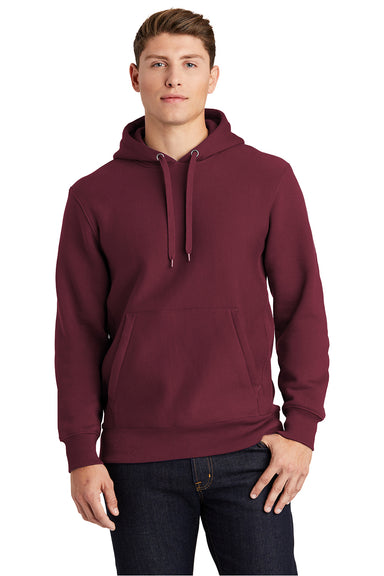 Sport-Tek F281 Mens Fleece Hooded Sweatshirt Hoodie Maroon Model Front