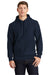 Sport-Tek F281 Mens Fleece Hooded Sweatshirt Hoodie True Navy Blue Model Front