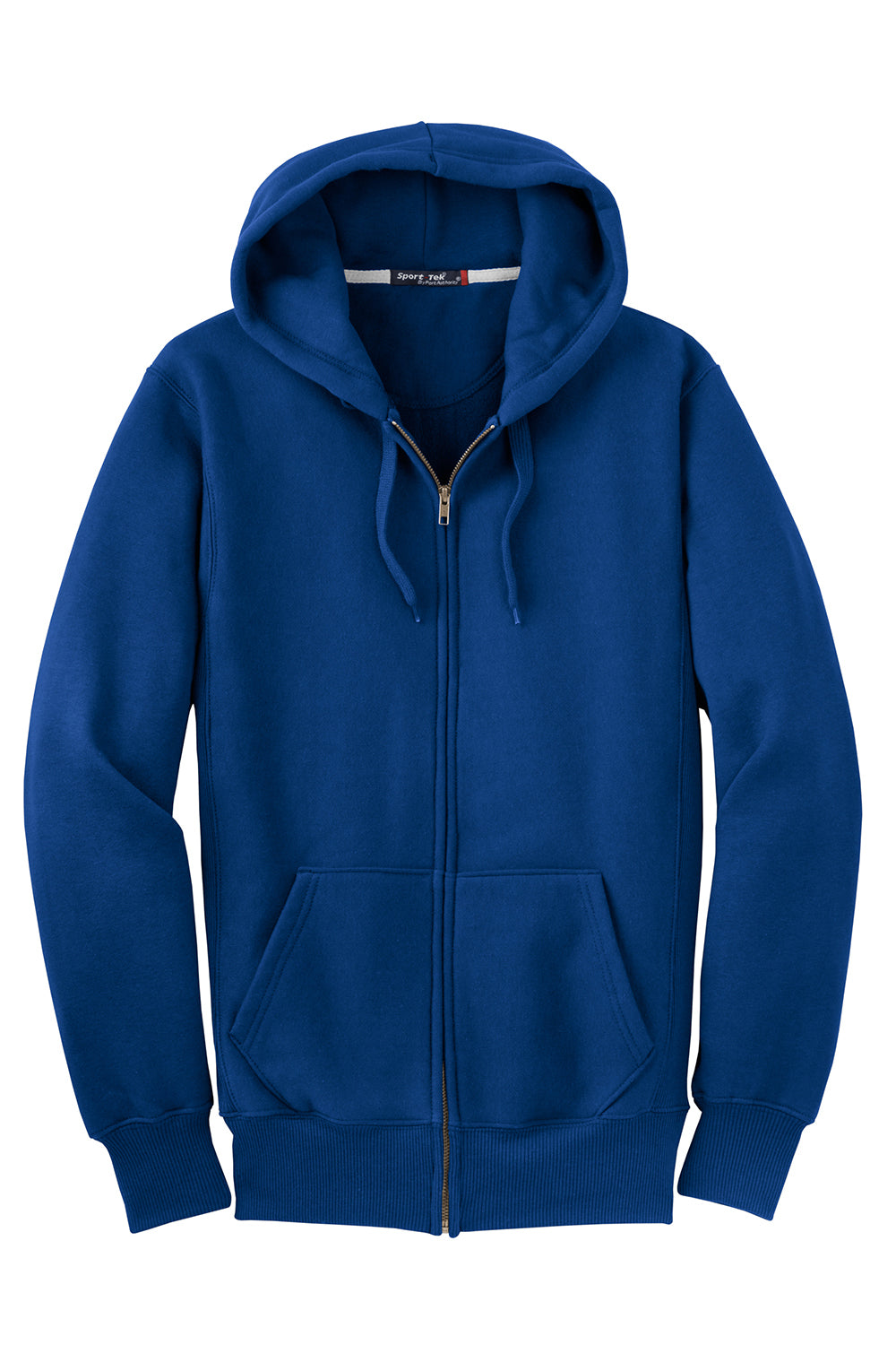 Sport-Tek F282 Mens Fleece Full Zip Hooded Sweatshirt Hoodie Royal Blue Flat Front