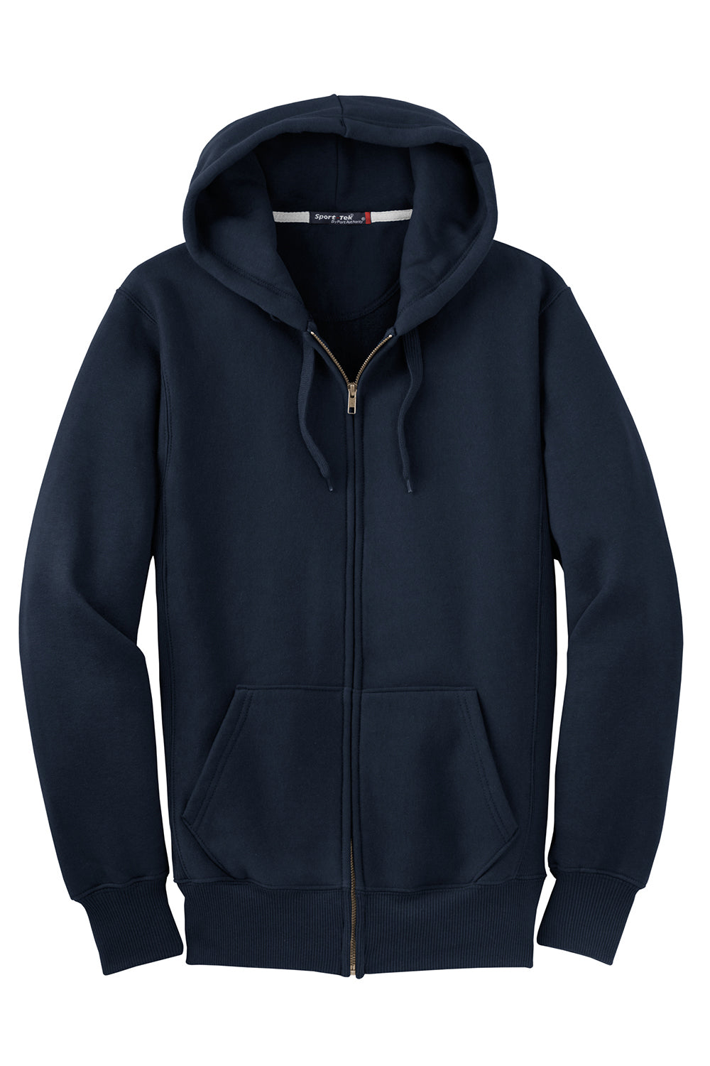 Sport-Tek F282 Mens Fleece Full Zip Hooded Sweatshirt Hoodie True Navy Blue Flat Front