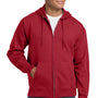 Hanes Mens Ultimate Cotton PrintPro XP Pill Resistant Full Zip Hooded Sweatshirt Hoodie w/ Pockets - Deep Red