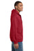 Hanes F283/F280 Mens Ultimate Cotton PrintPro XP Pill Resistant Full Zip Hooded Sweatshirt Hoodie w/ Pockets Deep Red Model Side