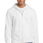 Hanes Mens Ultimate Cotton PrintPro XP Pill Resistant Full Zip Hooded Sweatshirt Hoodie w/ Pockets - White