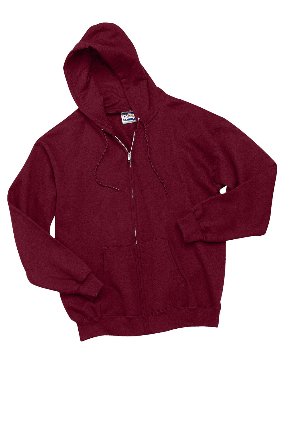 Hanes F283/F280 Mens Ultimate Cotton PrintPro XP Pill Resistant Full Zip Hooded Sweatshirt Hoodie w/ Pockets Maroon Flat Front